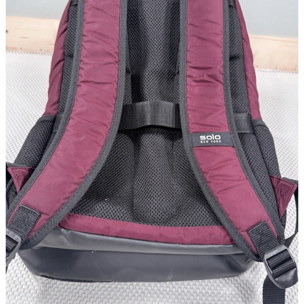 Solo New York Laptop Backpack Burgundy Black Travel School Book Bag Padded